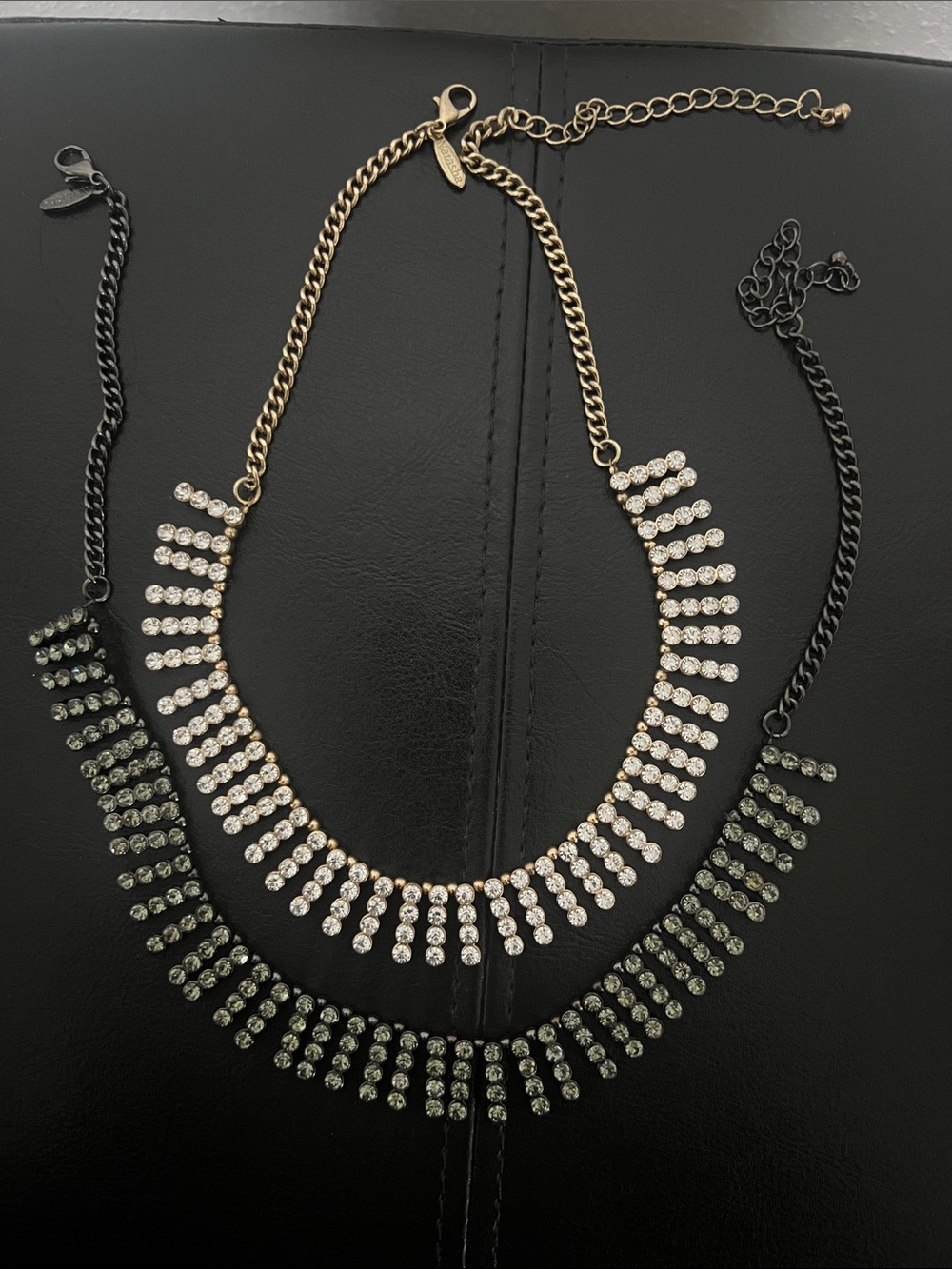 Gold and Black Crystal Fringe Necklace Set - Women Jewelry